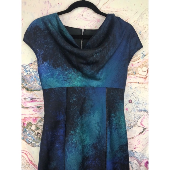 Elite tahari Kyler black blue sheath dress sz 4 - Picture 5 of 8